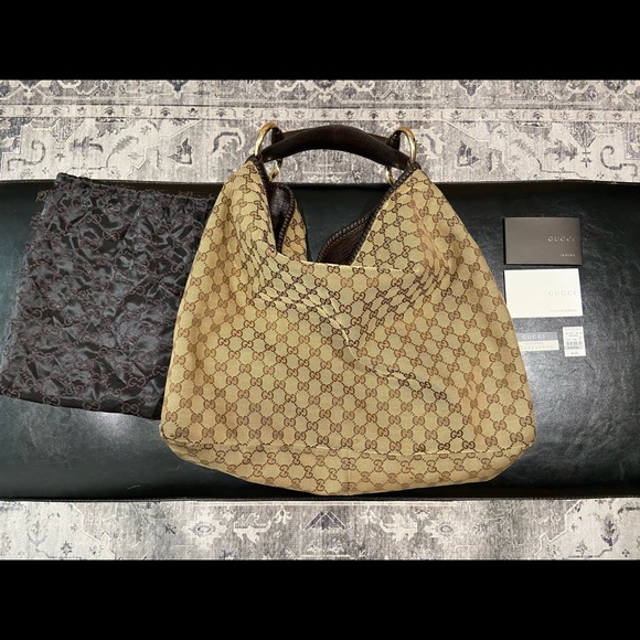 Authentic Gucci GG Canvas Horsebit Large Hobo - Picture 9 of 15